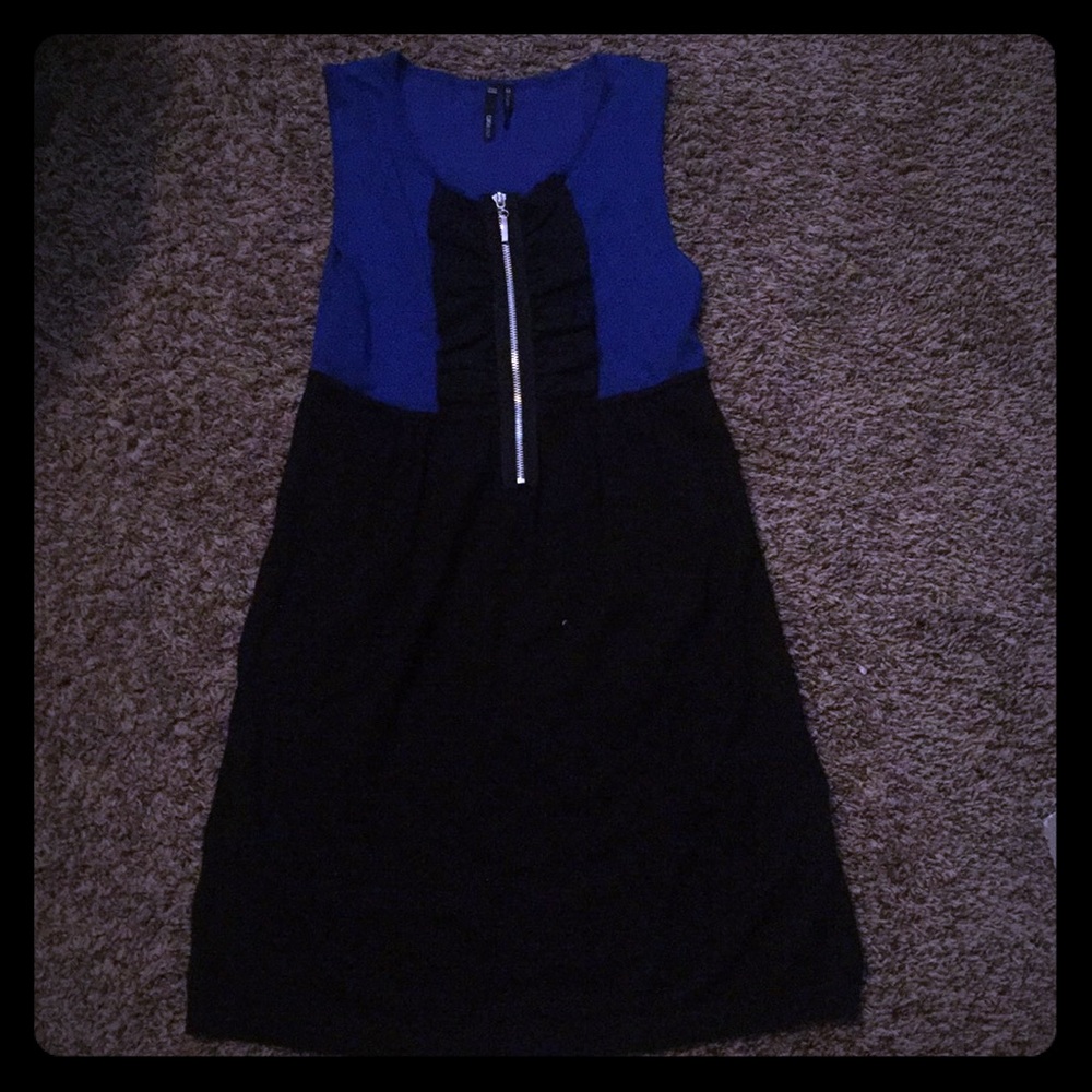 Blue and black sweater dress